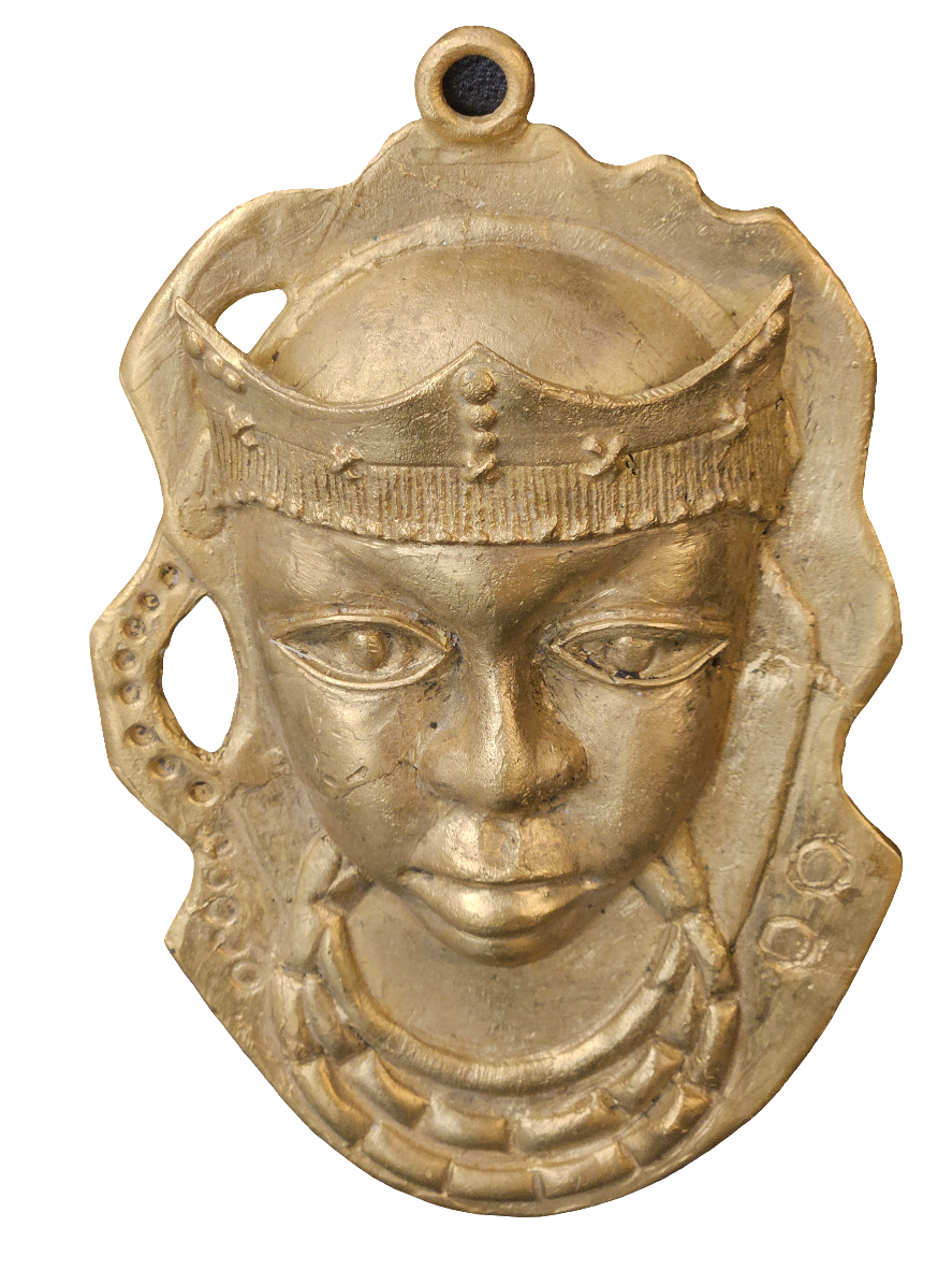 Ashanti Brass Mask – Handcrafted African Wall Art (6" x 8.5") | Cultural Decor from Ghana
