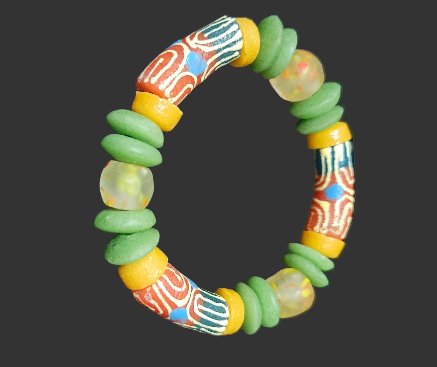 ⭐ AACHEYOVA Women’s Bracelet – Handcrafted Krobo Glass Beads | Ghanaian Artisan Jewelry (7–7.5”)