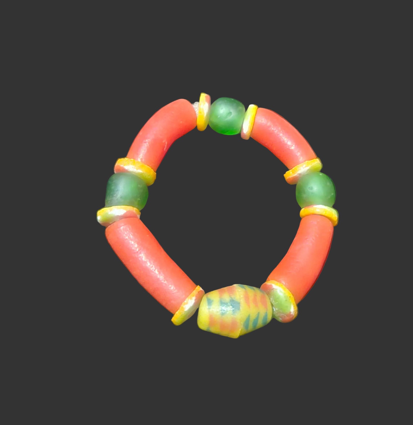 AACHEYOVA Women’s Bracelet – Handcrafted Red & Green Krobo Glass Beads | Christmas Gift (7–7.5”)