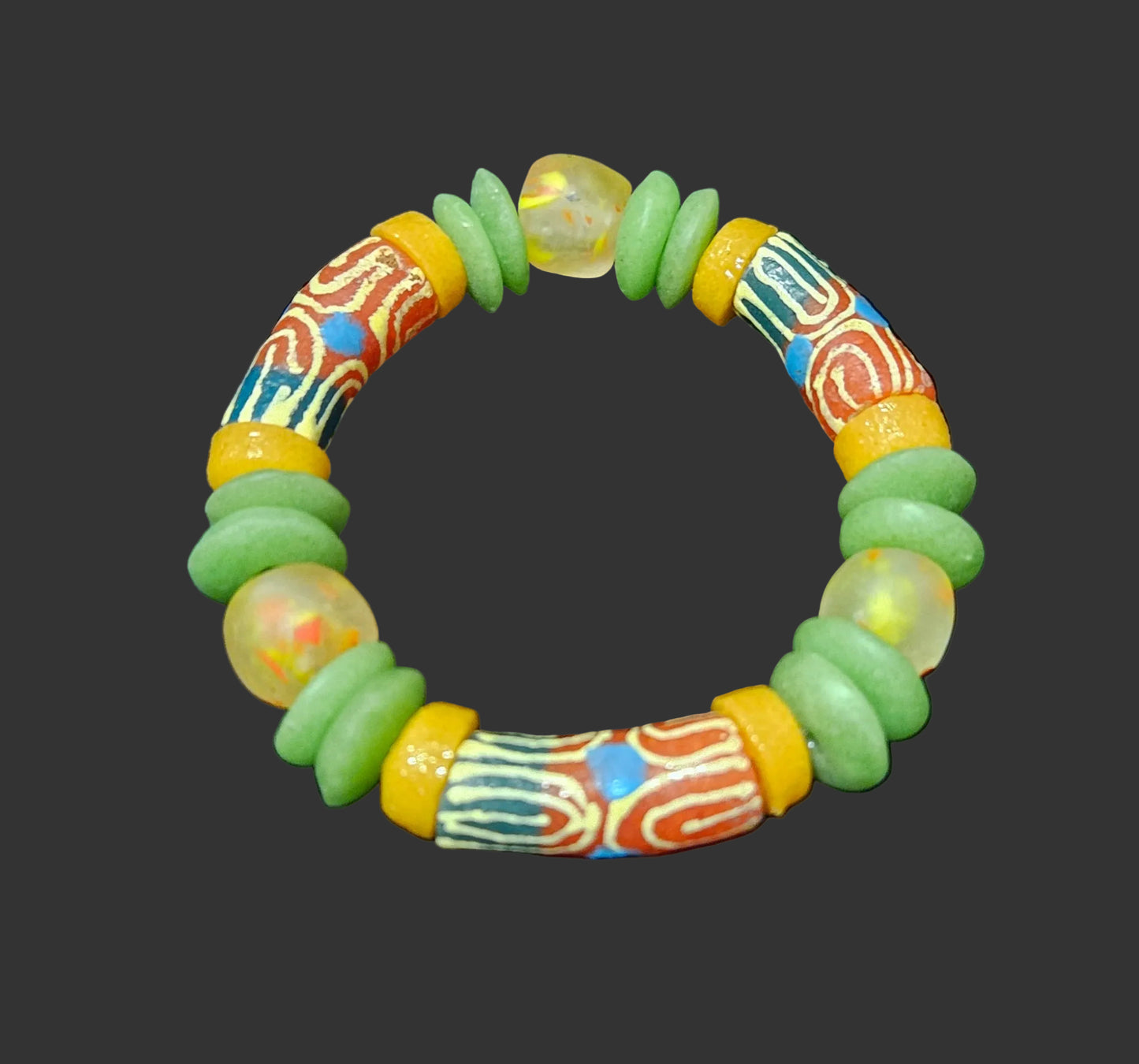 ⭐ AACHEYOVA Women’s Bracelet – Handcrafted Krobo Glass Beads | Ghanaian Artisan Jewelry (7–7.5”)