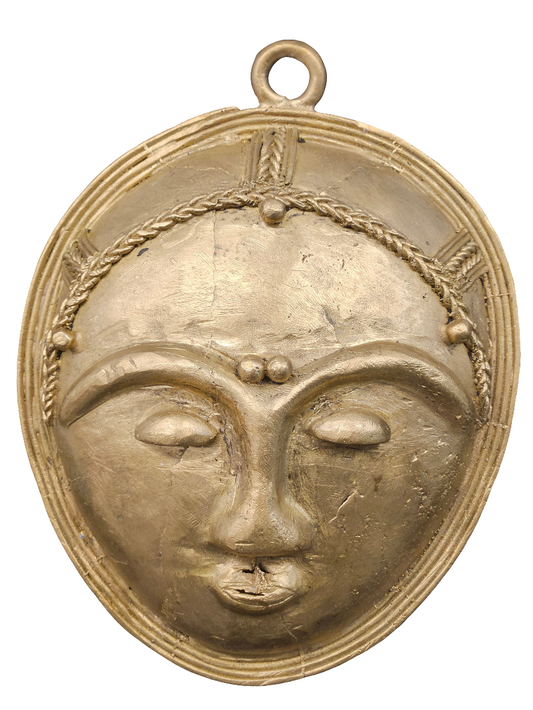 Handcrafted African Brass Mask | Tribal Wall Art 4.5"x6" | Authentic Home Decor