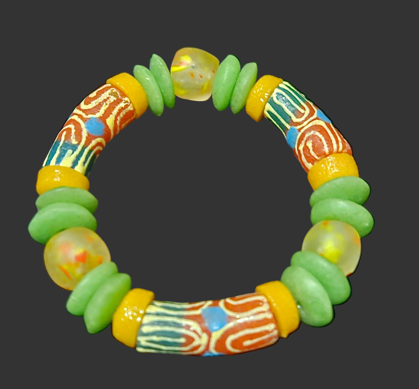 ⭐ AACHEYOVA Women’s Bracelet – Handcrafted Krobo Glass Beads | Ghanaian Artisan Jewelry (7–7.5”)